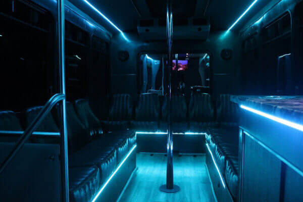 Leatner seating on limo van