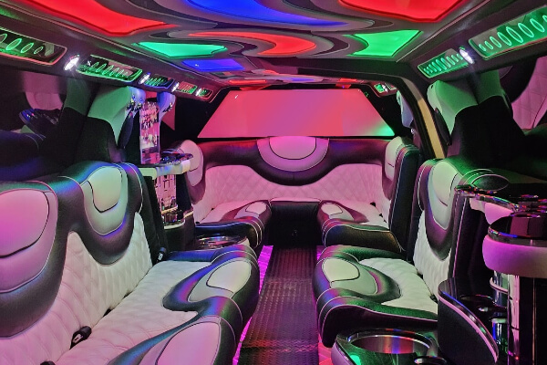 color-changing LED lights on limo