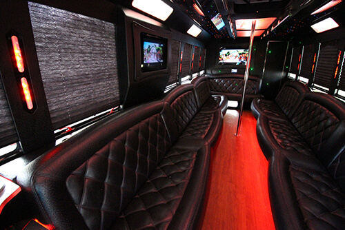 Party bus flat-screen TVs