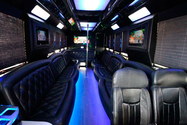 HDTV screens on limo bus