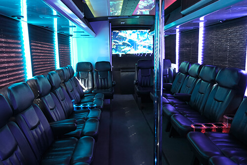 leather seats on party bus