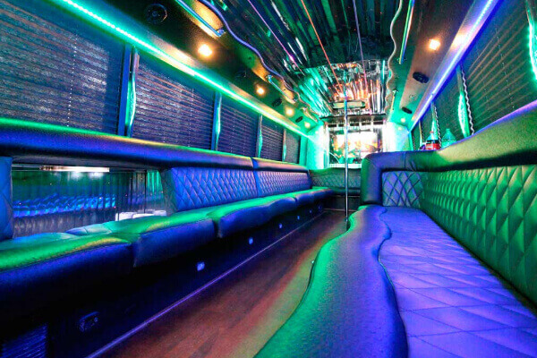 limo bus colorful lights