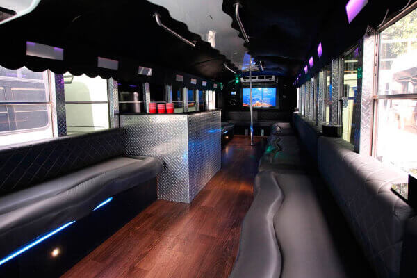 Bar areas on limo bus